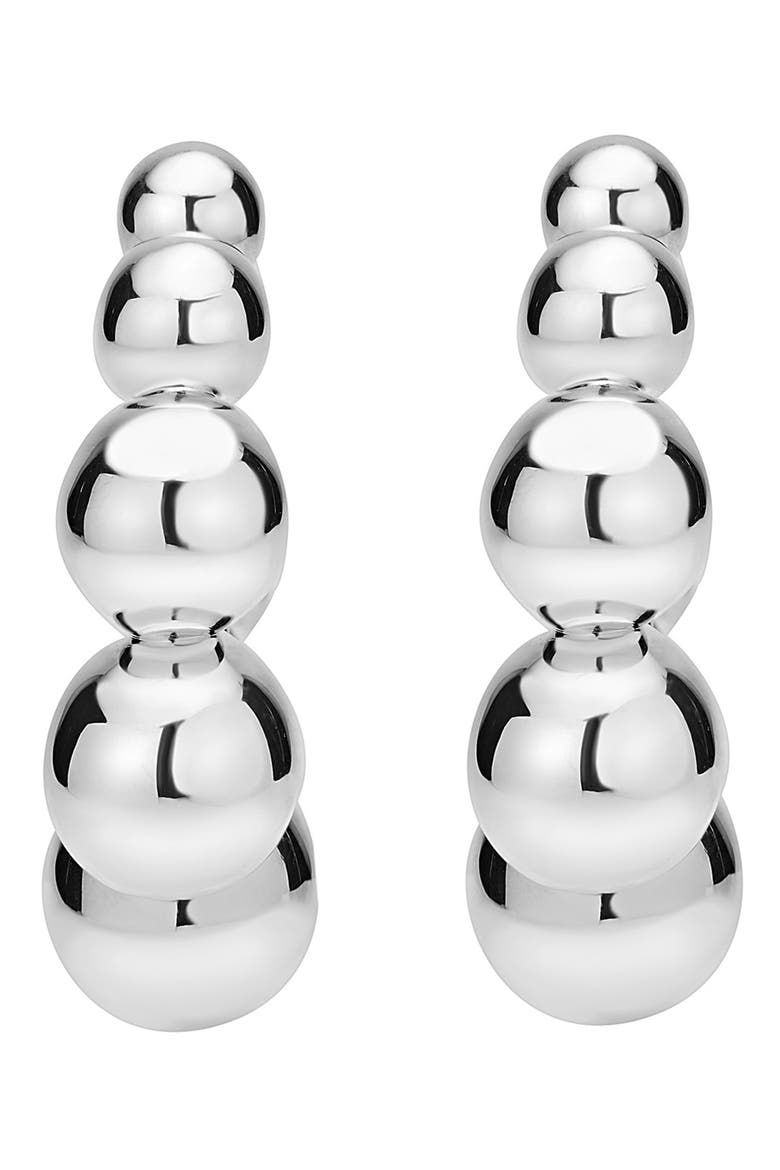 Caviar Bubbly Hoop Earrings, Alternate, color, STERLING SILVER