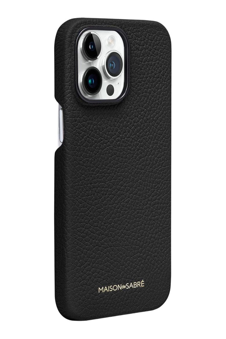 Leather Phone Case iPhone 14 Pro, Alternate, color, Black Caviar