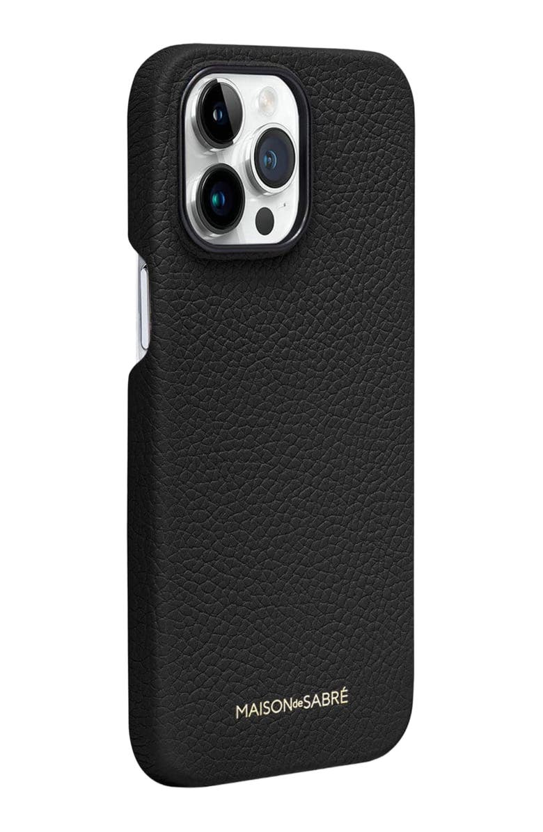 MAISON de SABRÉ Leather Phone Case, Alternate, color, Black Caviar