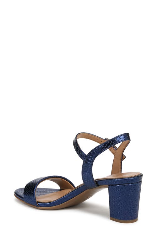 Naturalizer Bristol Block Heel Ankle Strap Sandal In Blue Metallic Snake Print