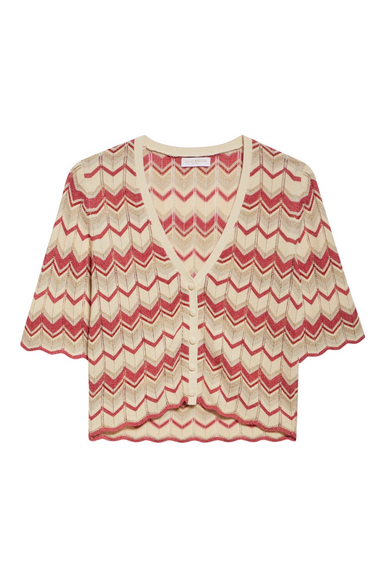 Alec Chevron Metallic Stripe Cotton Blend Cardigan, Alternate, color, ROSA PINK CHEVRON