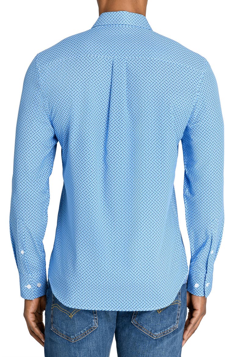 Slim Fit Mosaic Dot Recycled 4-Way Stretch Performance Long Sleeve Shirt, Alternate, color, WHITE/GREEN