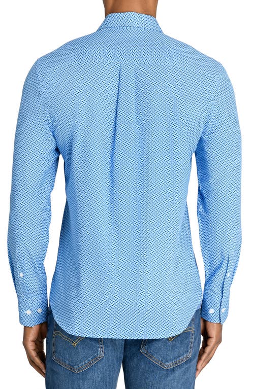 Construct Slim Fit Mosaic Dot Recycled 4-way Stretch Performance Long Sleeve Shirt