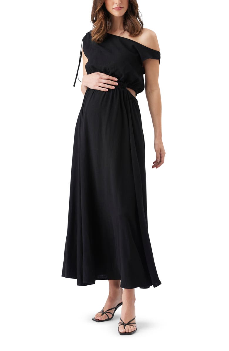 Ripe Maternity Presley Off Shoulder Dress, Alternate, color, Black