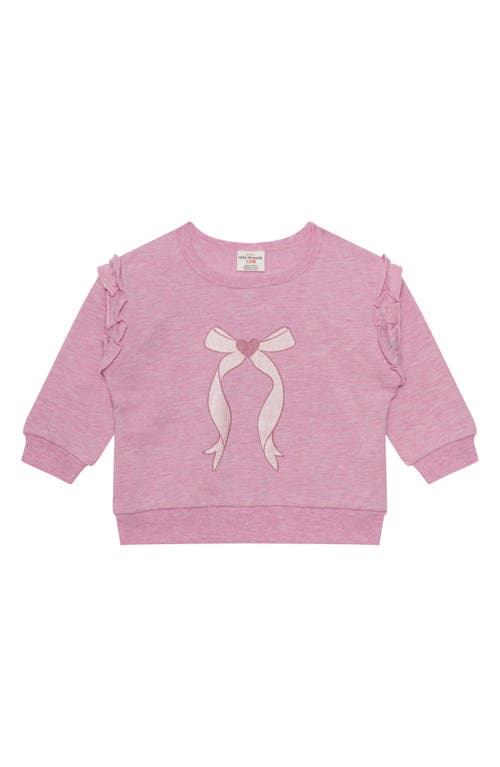 Pl Baby By Petit Lem Floral Ruffle Sweatshirt, Pants & Headband Set In Pink