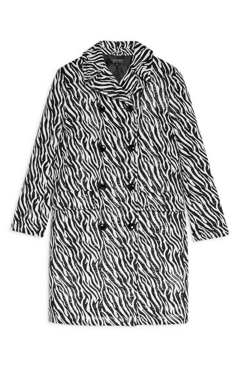 Topshop Zebra Print Coat, Alternate, color, 