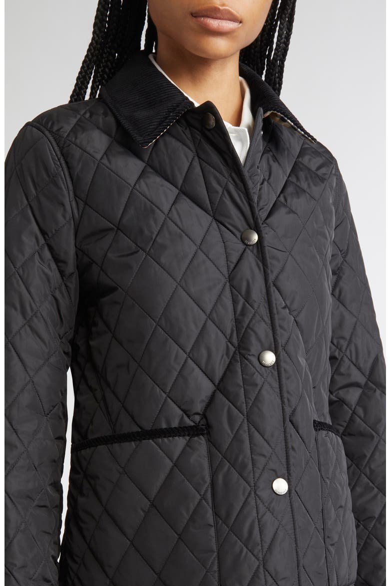 Quilted Nylon Barn Jacket, Alternate, color, BLACK/ SAND IP CHECK