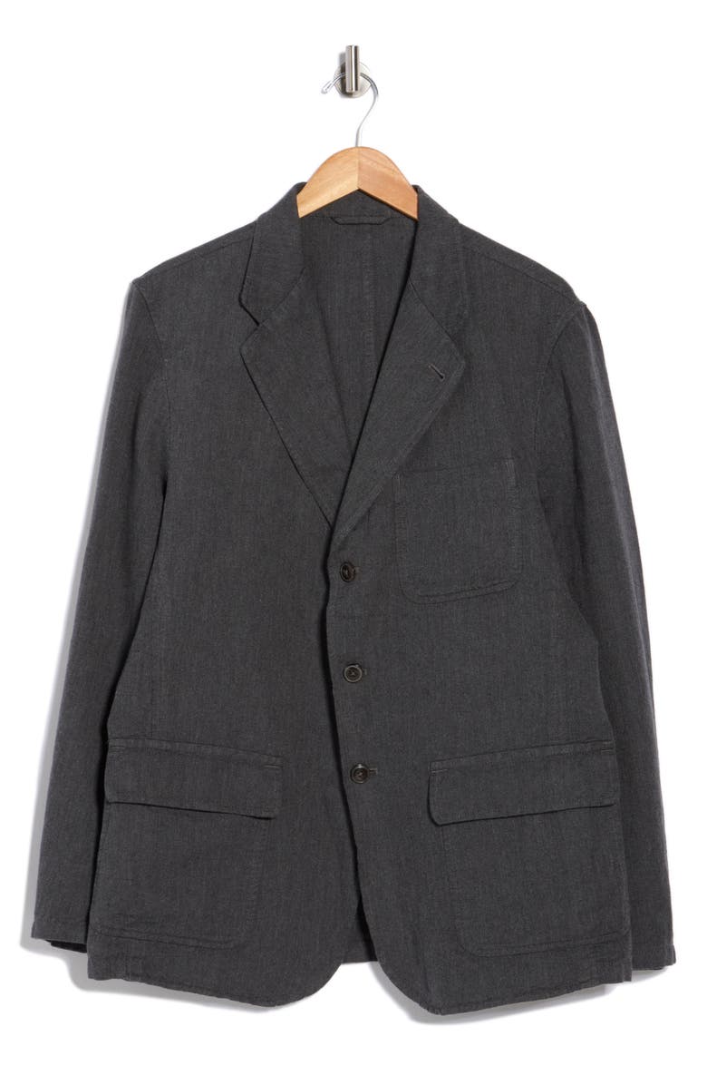 BUCK MASON Capitola Linen & Cotton Carry On Sport Coat, Main, color, Charcoal Herringbone