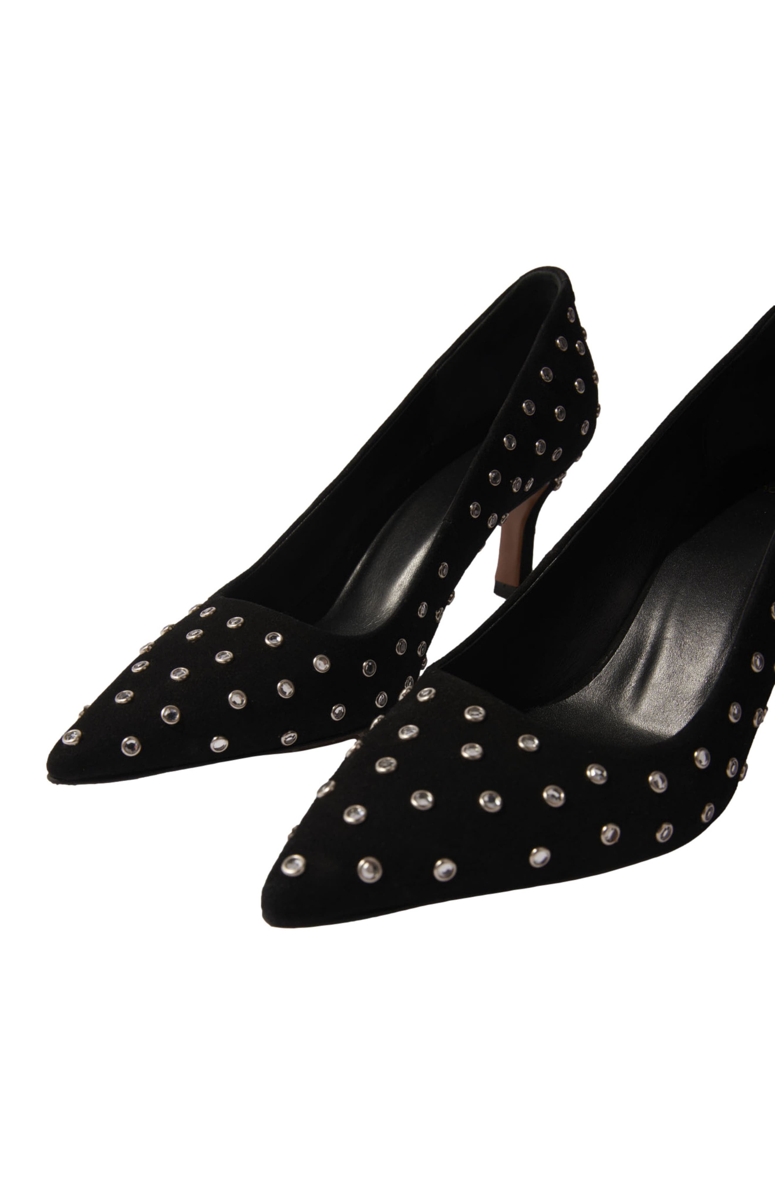 maje Rhinestone pumps with pointed toes, Alternate, color, Black