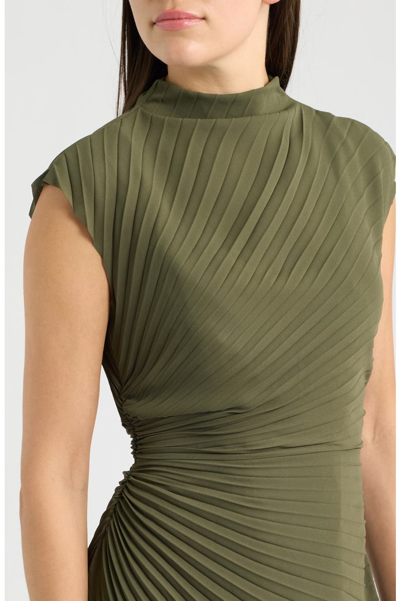 Rayanna Sunray Pleated Dress, Alternate, color, FOREST GREEN