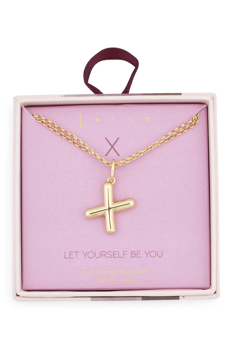 Lowercase Initial Bubble Pendant Necklace, Main, color, X- GOLD