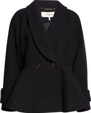 Chloé Double Breasted Wool Blend Peplum Jacket