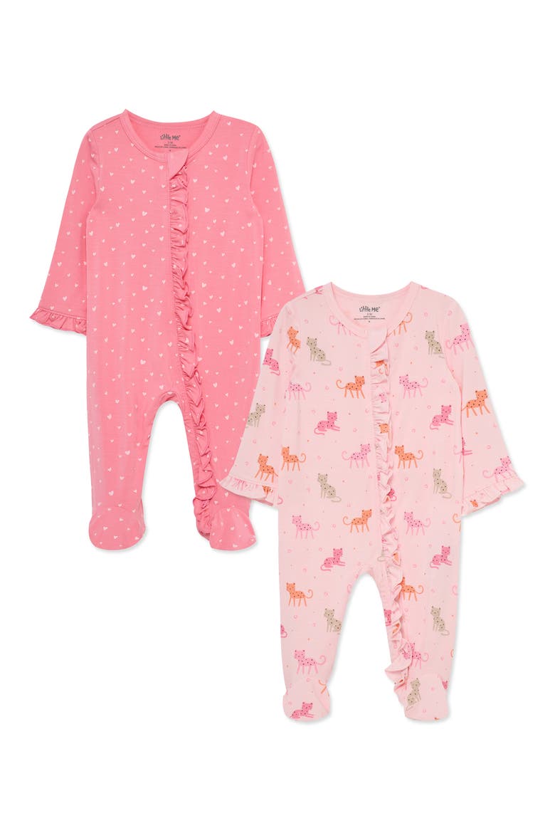 Cheetah and Hearts 2-Pack Footies (Nordstrom Exclusive), Alternate, color, PINK