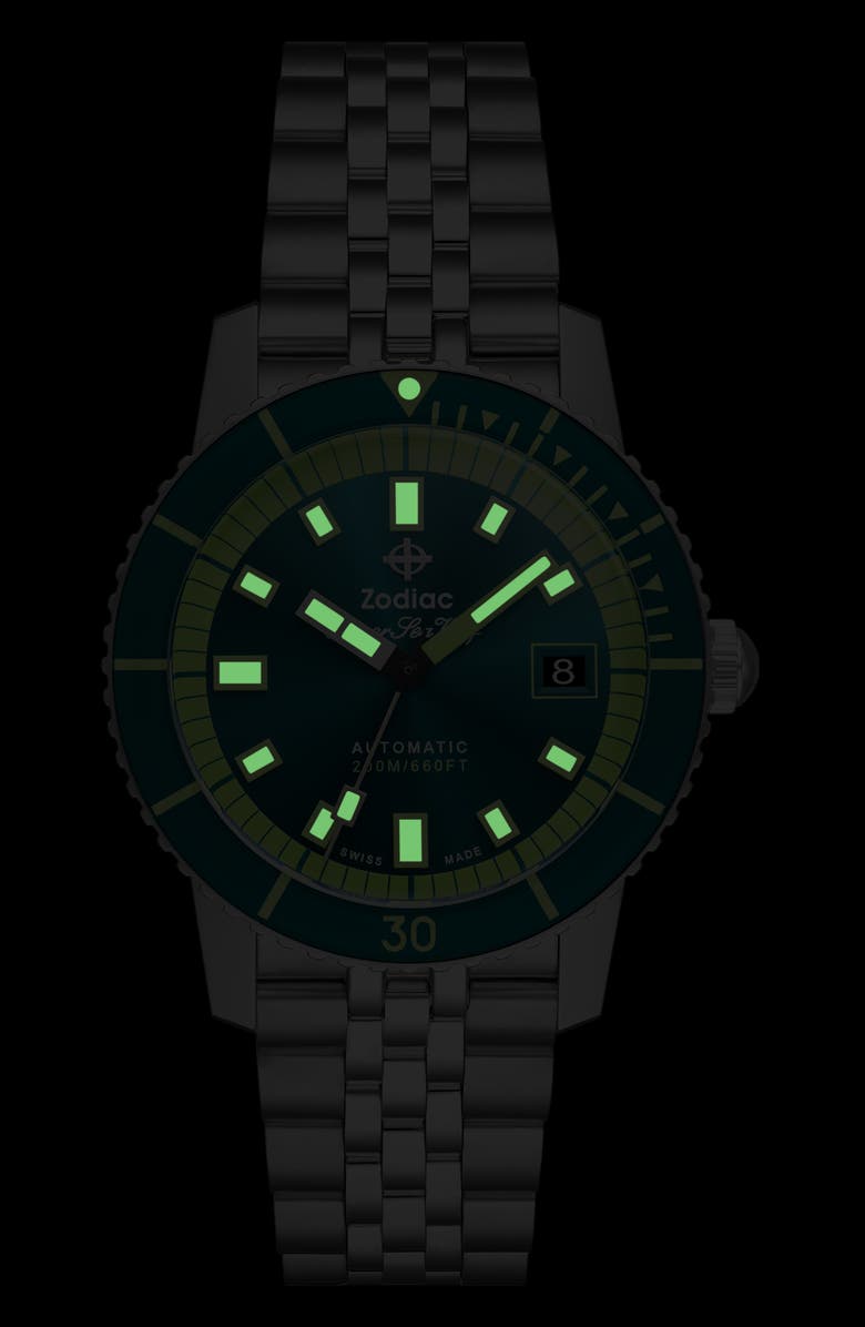 Zodiac Compression Diver Automatic Stainless Steel Watch, 40mm, Alternate, color,