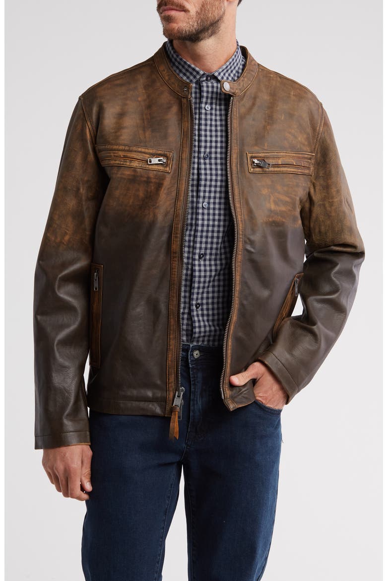 Vintage Racer Jacket, Main, color, BEIGE / BROWN