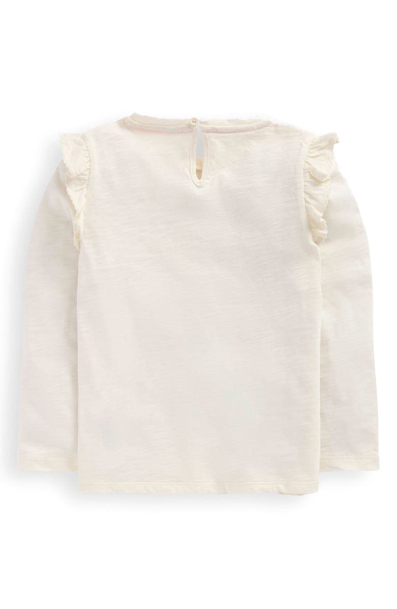 Mini Boden Kids' Frill Accent Slub Cotton Top, Alternate, color, Soft Ivory