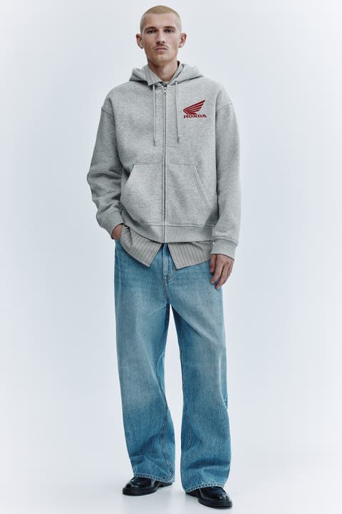 Loose Fit Printed Zip-through Hoodie