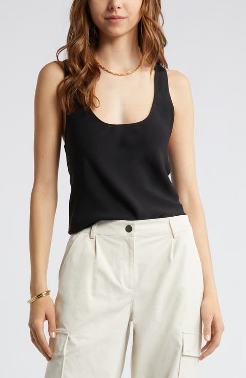 Scoop Neck Woven Tank