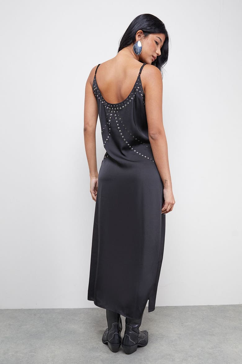 Premium Stud Embellished Slip Dress, Alternate, color, Black