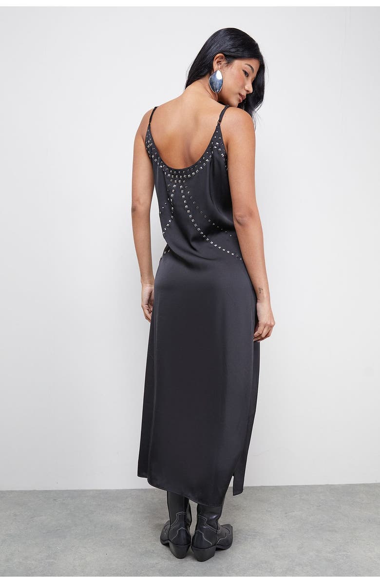 Warehouse Premium Stud Embellished Slip Dress, Alternate, color, Black