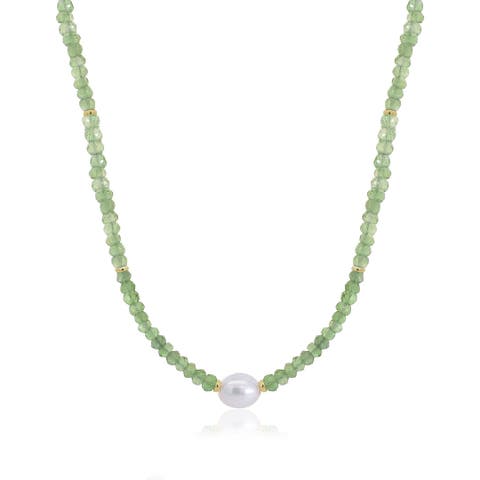 Peridot Bead Pearl Necklace