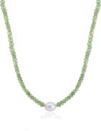 The Lovery Fine Jewelry Peridot Bead Pearl Necklace