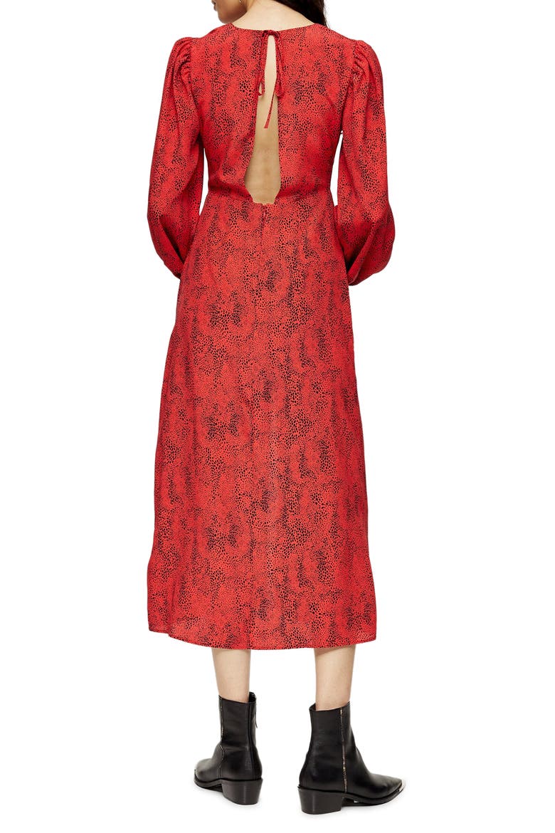 Animal Print Long Sleeve Maxi Dress, Alternate, color, RED