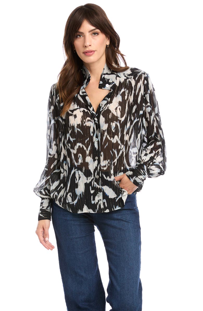 FIFTEEN TWENTY Shirred Button-Up Blouse, Alternate, color, Print