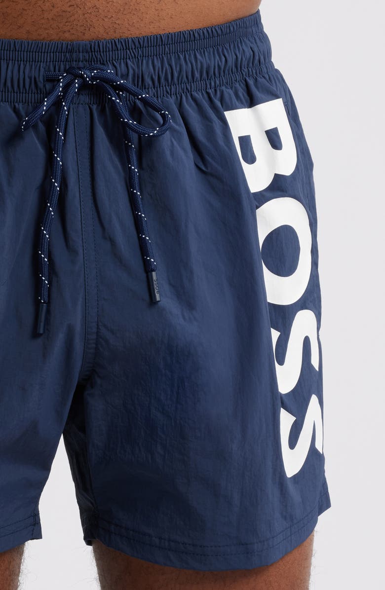 BOSS SWIMWEAR Octopus Swim Trunks, Alternate, color, Navy