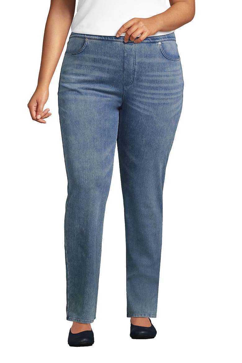 Starfish High Rise Knit Denim Straight Jeans, Main, color, Light Brook