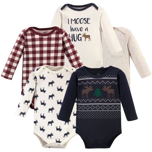 Little Treasure 5pk Long Sleeve Bodysuits In White