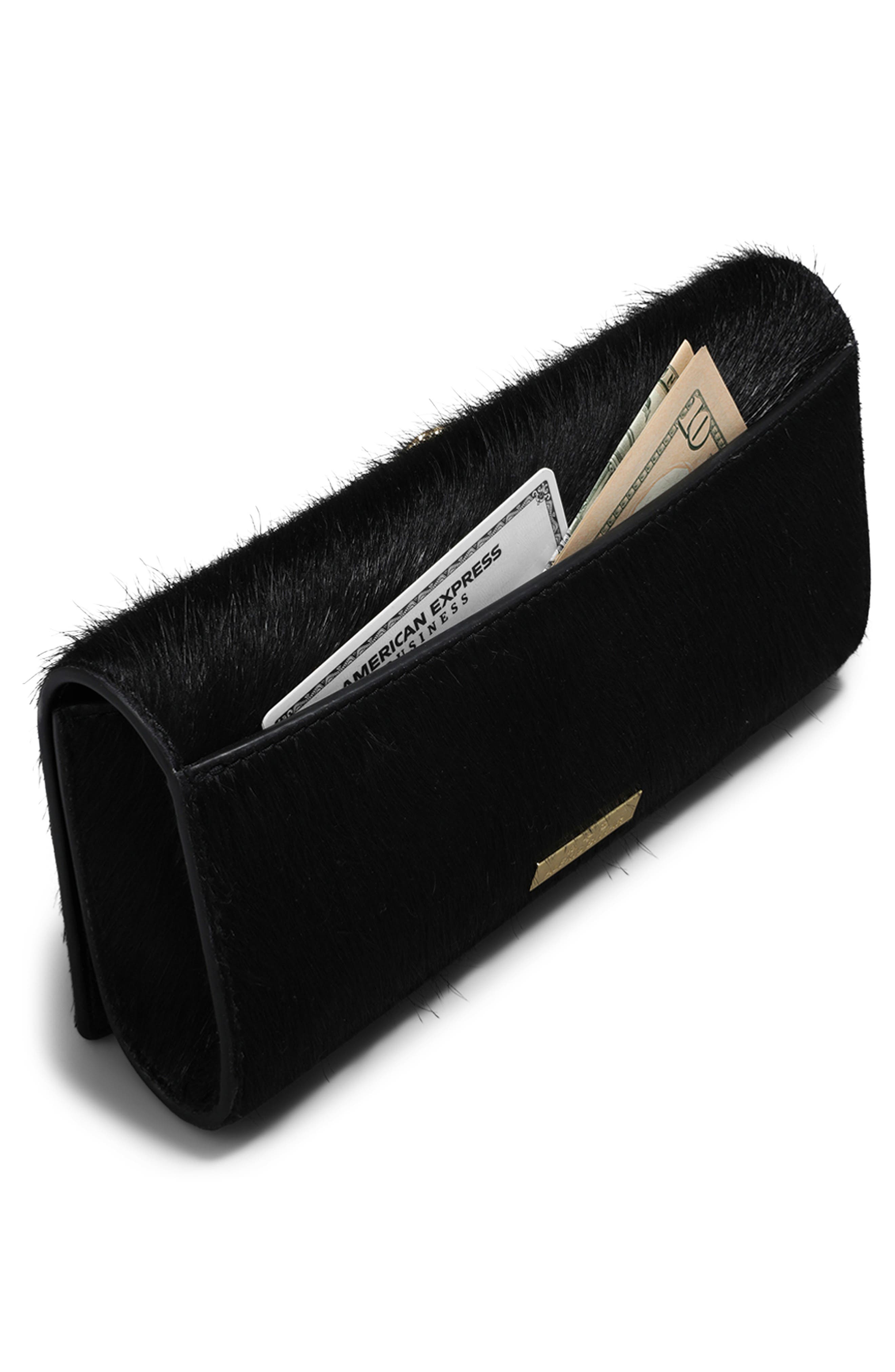 Serpent Calf Hair Clutch, Alternate, color, BLACK