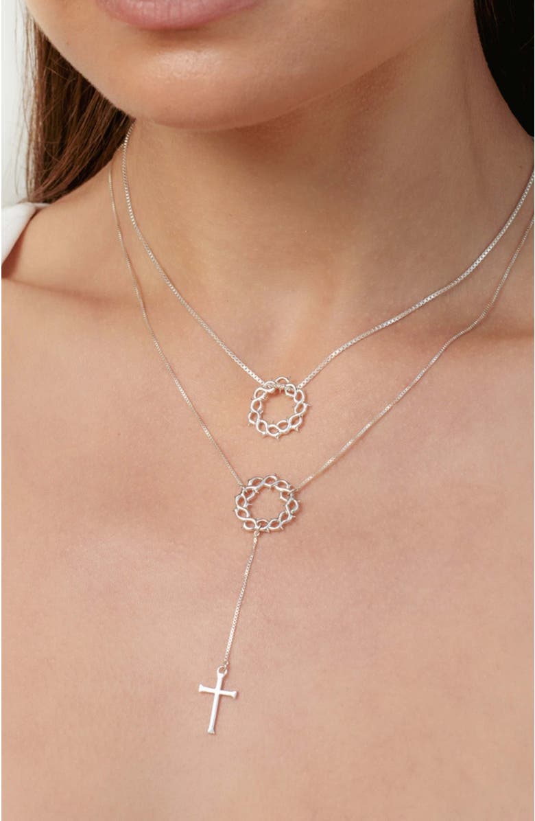 Rizen Jewelry Crown Of Thorns Necklace, Alternate, color, Sterling Silver