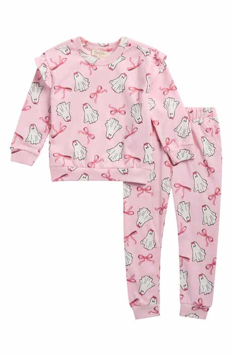 Kids' Ghost & Bow Ruffle French Terry Sweatshirt & Joggers Set