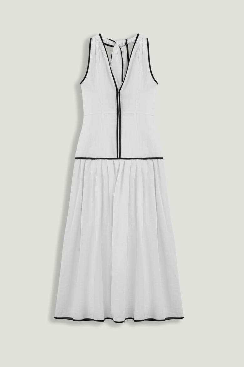 Binding Detail Halterneck Midi Dress, Alternate, color, Ivory