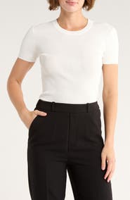 TRUTH Crewneck Short Sleeve Rib Sweater