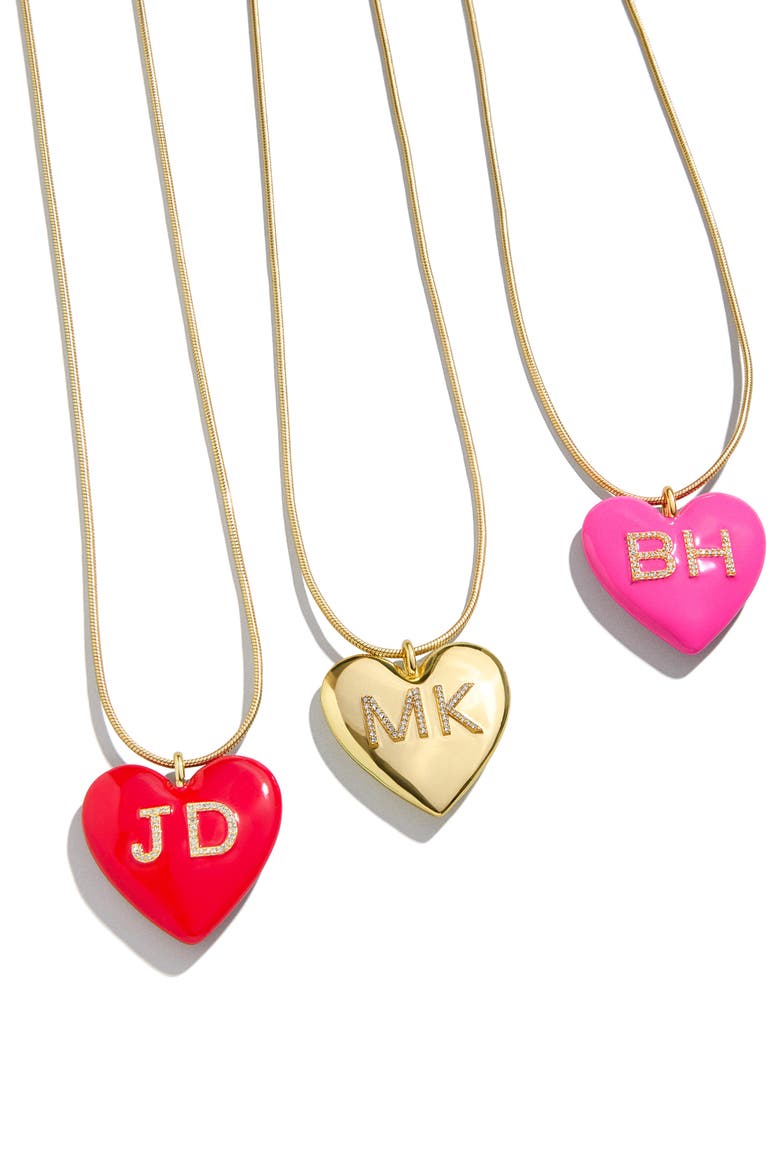 Custom Initial Enamel Heart Pendant, Alternate, color, RED