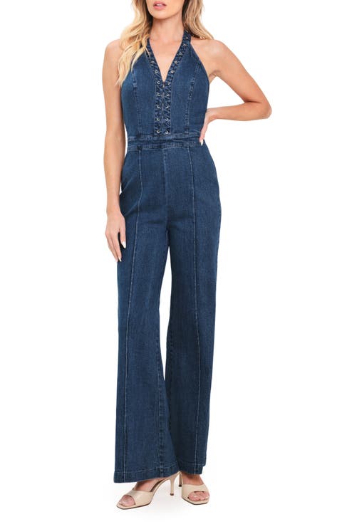 Denim Halter Jumpsuit