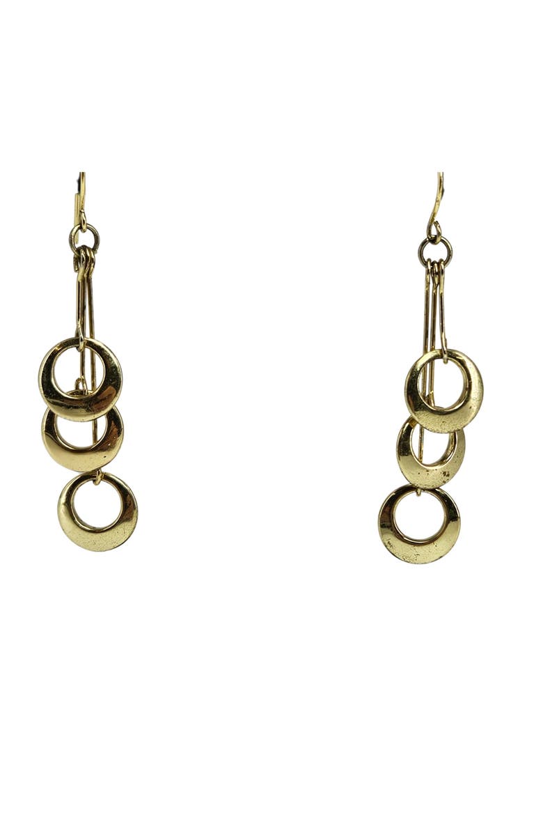 Vintage Goldtone Dangle 3 Tiered Circles Earrings, Main, color, Gold