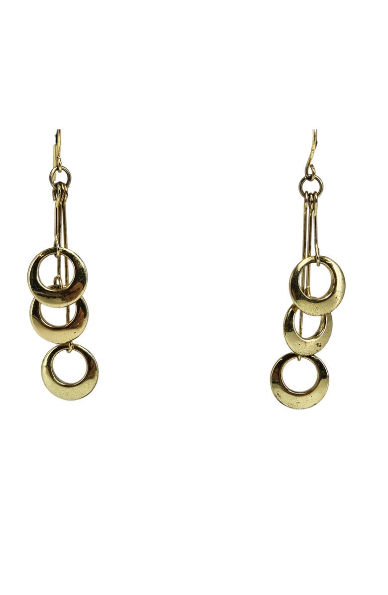 MADISON BEVERLY HILLS Vintage Goldtone Dangle 3 Tiered Circles Earrings, Main, color, Gold