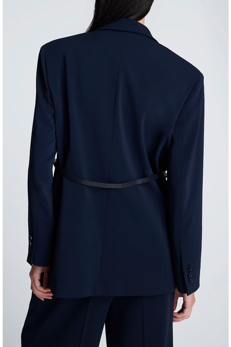 Luxe Twill Belted Blazer, Alternate, color, DARK NAVY
