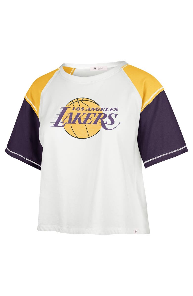 '47 Women's '47 Cream Los Angeles Lakers Premier Raglan Cropped T-Shirt, Alternate, color, Cream
