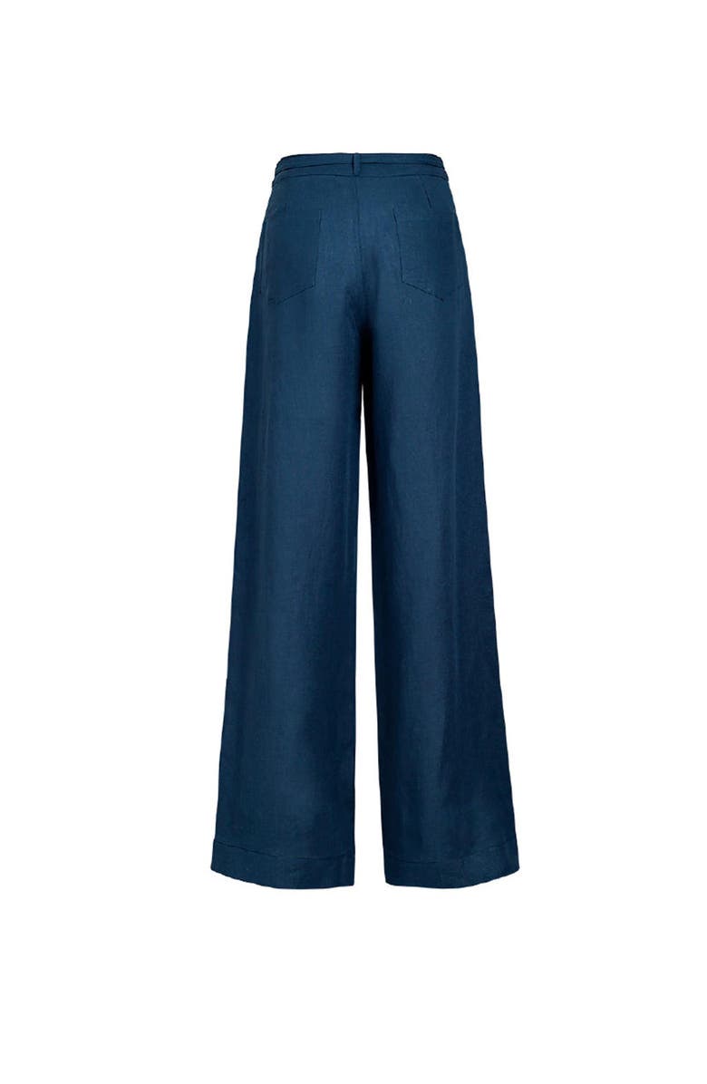 KIBYS Sacred Sun Navy Wide Leg Zenda Linen Pant, Alternate, color, Navy Blue