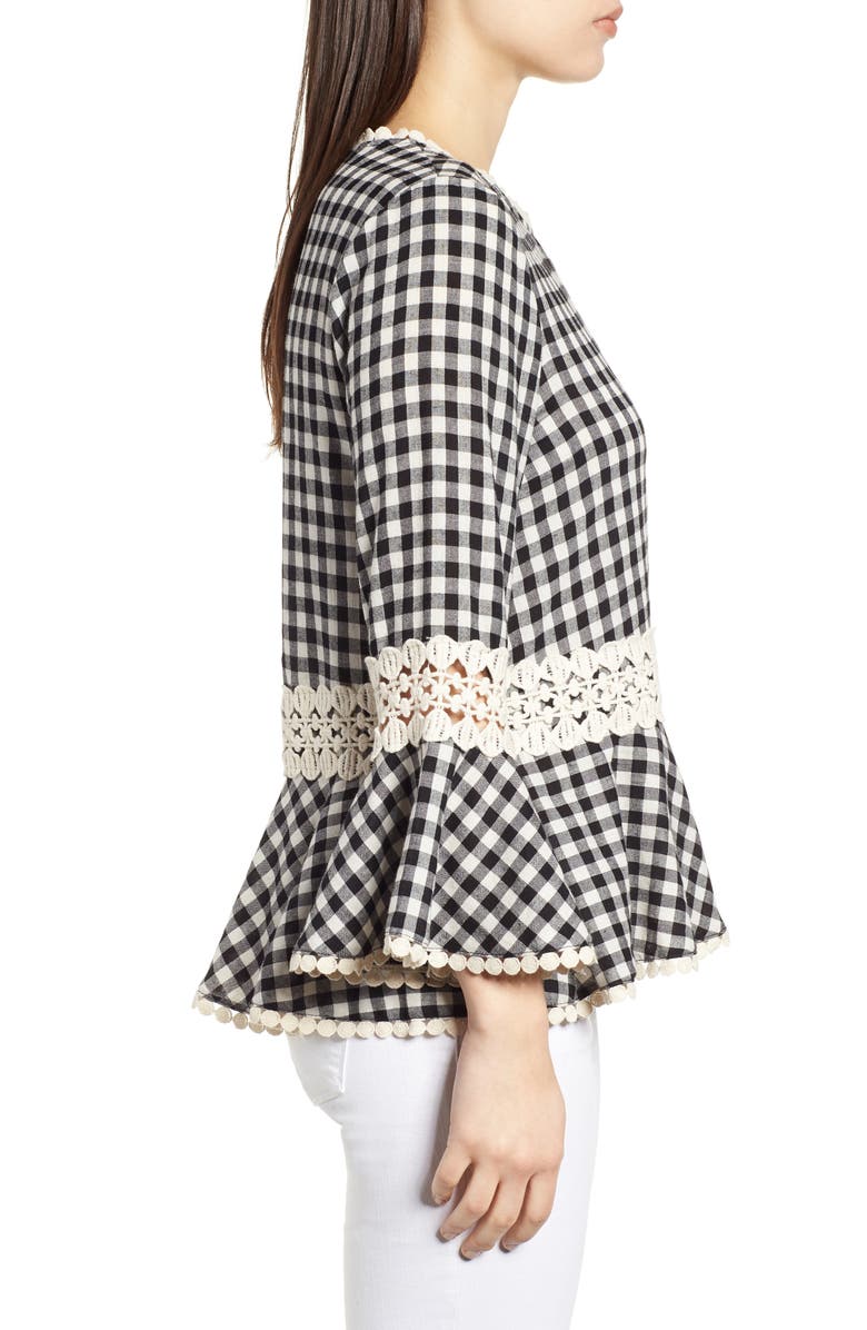 Everleigh Gingham Check Peplum Top, Alternate, color,