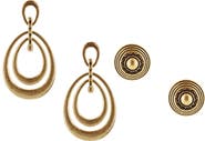 OLIVIA WELLES Set of 2 Button Stud & Orbital Drop Earrings