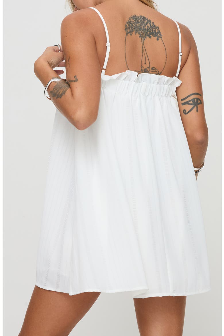 Marsaline Ruffle Trim Mini Sundress, Alternate, color, WHITE