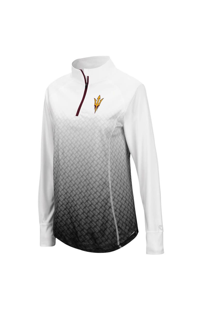 COLOSSEUM Women's Colosseum White/Black Arizona State Sun Devils Magic Ombre Lightweight Fitted Quarter-Zip Long Sleeve Top, Alternate, color, 
