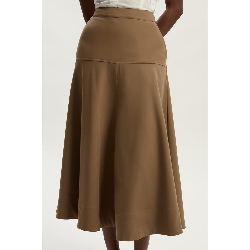 Karen Millen Viscose Blend Tailored Full Skirt In Brown