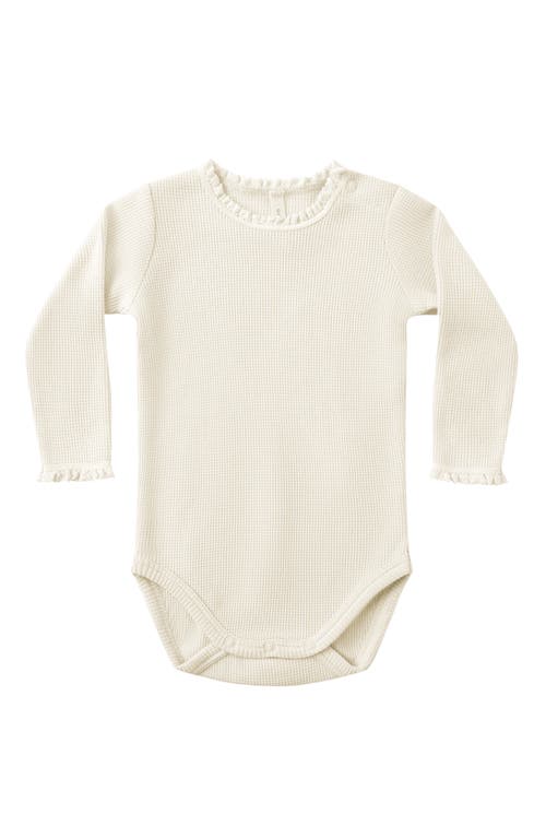 Quincy Mae Waffle Knit Organic Cotton Bodysuit In Neutral