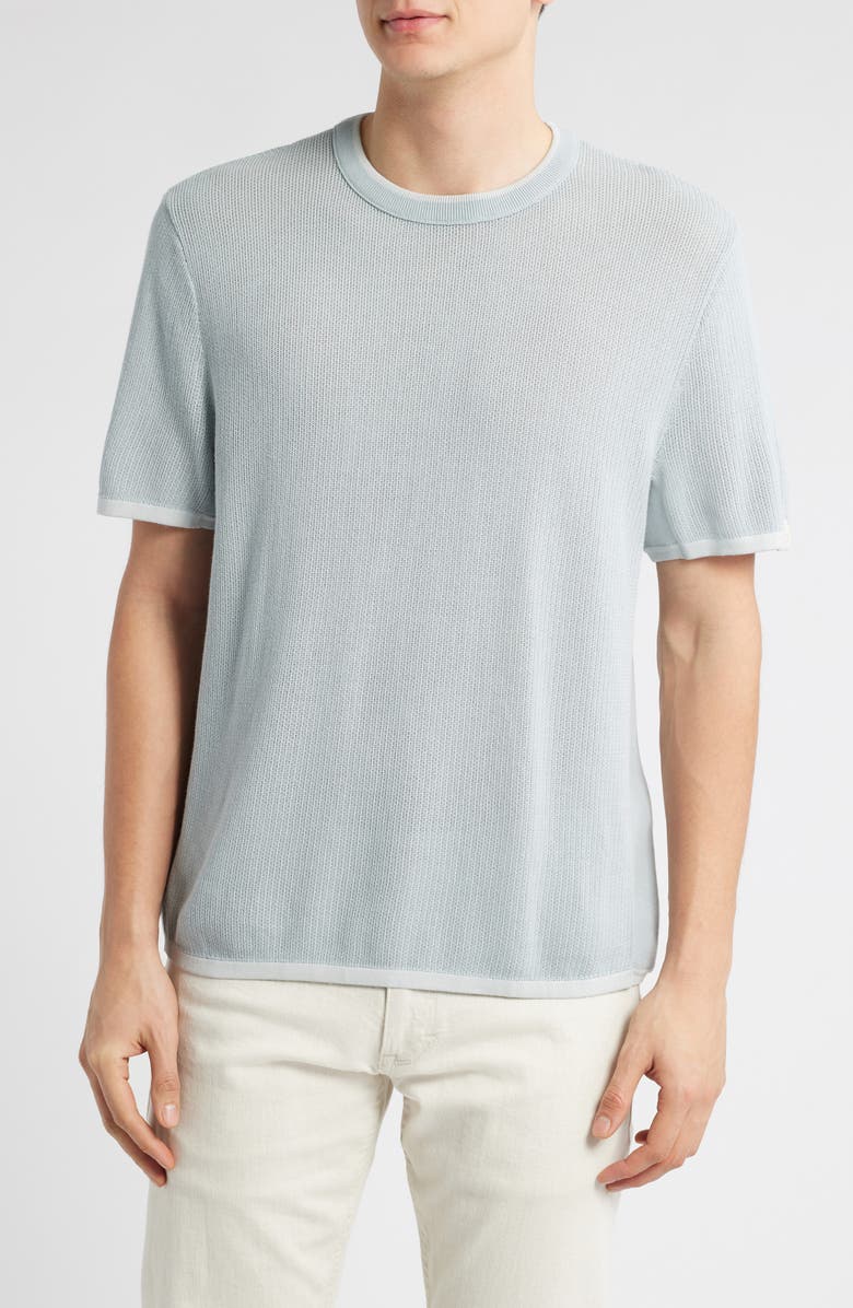 rag & bone Harvey Ringer Cotton Blend Mesh T-Shirt, Main, color, Light Blue